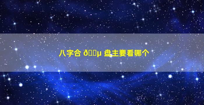 八字合 🐵 盘主要看哪个